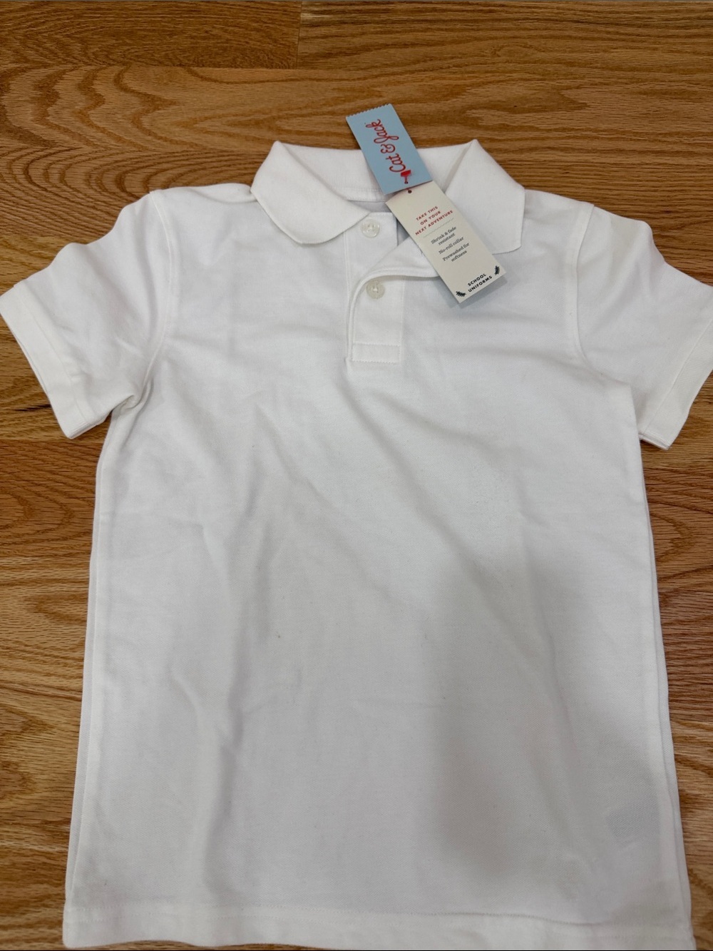 Cat & Jack White Polo Shirt - Short Sleeve Polo boys uniform shirt size s 6/7